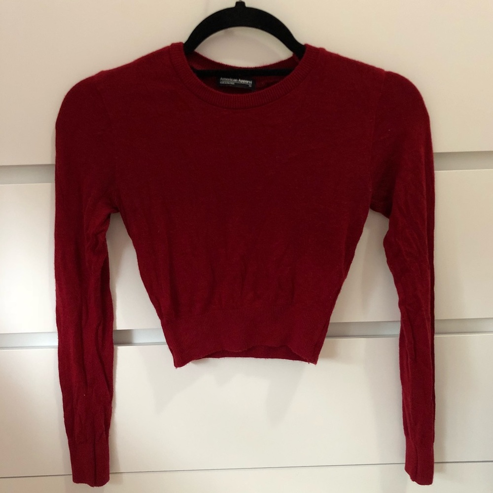 American Apparel Cropped Red Thin Sweater